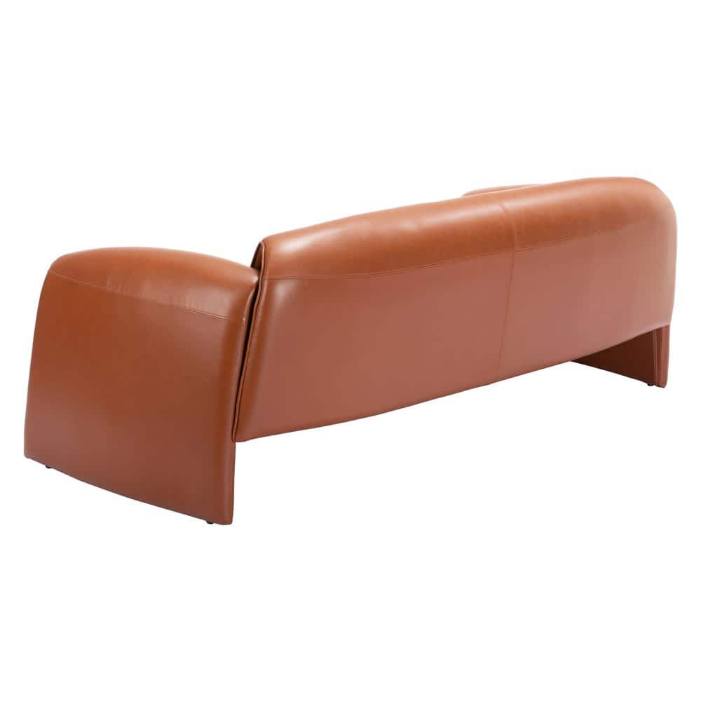 Horten Brown Faux Leather Modern Reception Sofa