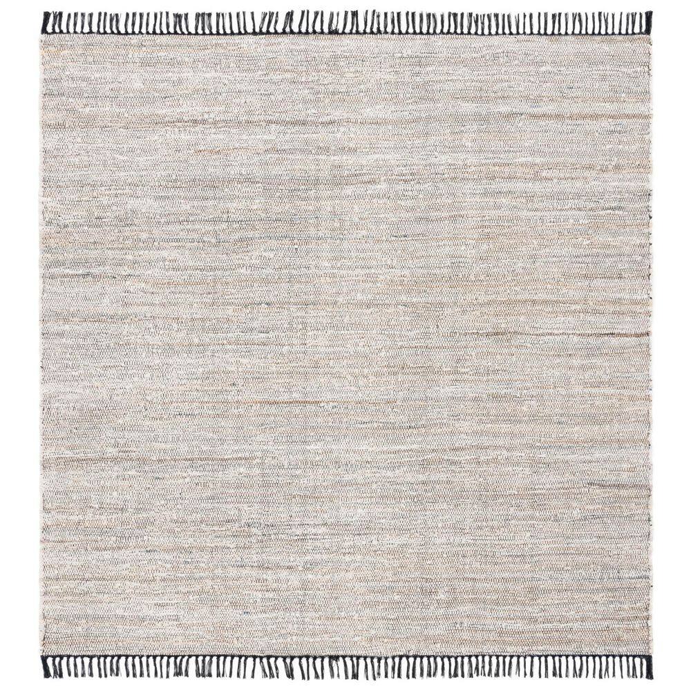 SAFAVIEH Rag 6 ft. x 6 ft. Ivory/Black Abstract Striped Square Area Rug ...