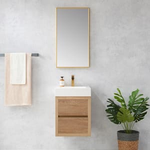 Palencia 18 in. W x 18 in. D x 23.6 in. H Bath Vanity in North American Oak with White Composite Integral Top