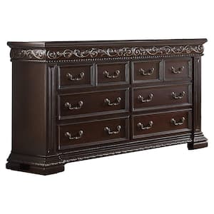 Basin 6-Drawer Dark Cherry Solid Wood Dresser 40 in. H x 66.5 in. W x 19 in. D