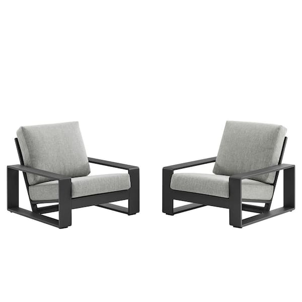 Lirienne Aluminum Set of 2 Outdoor Armchairs in Light Gray