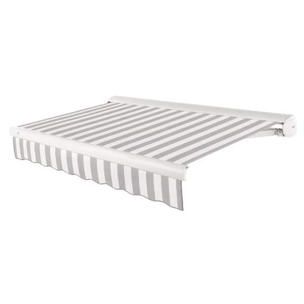 AWNTECH 10 ft. Key West Left Motor Retractable Awning with Cassette (96 in. Projection) Gray/White