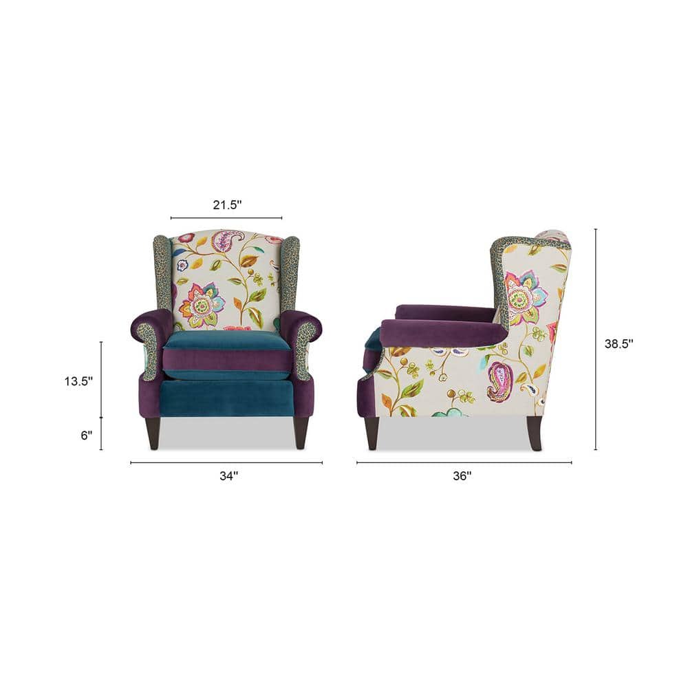 Sustainably Sourced Brown Velvet Wingback Accent Chair with Wood Frame