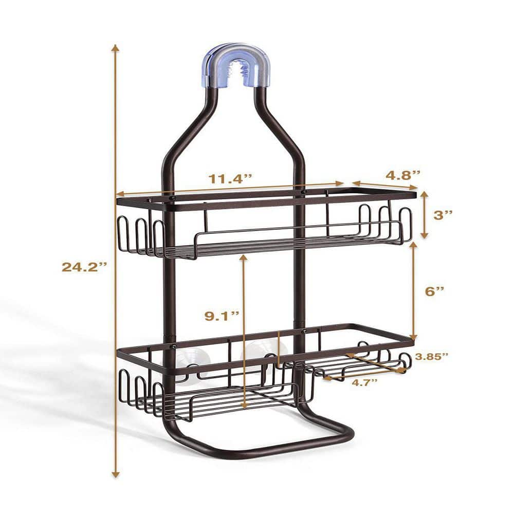 Oil-Rubbed Bronze Steel Hanging Shower Caddy Organizer