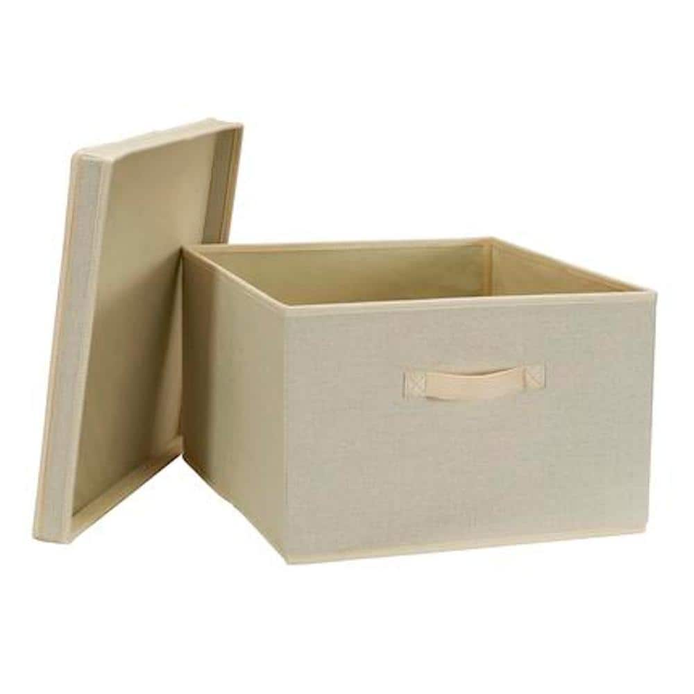 Jumbo Cream Fabric Storage Bins with Handles, Set of 2