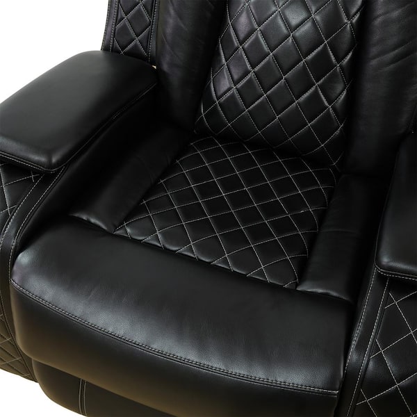 AndMakers 37.5 in. W Black Faux Leather Power Recliner WJL AndMakers 37.5 in. W Black Faux Leather Power Recliner WJL