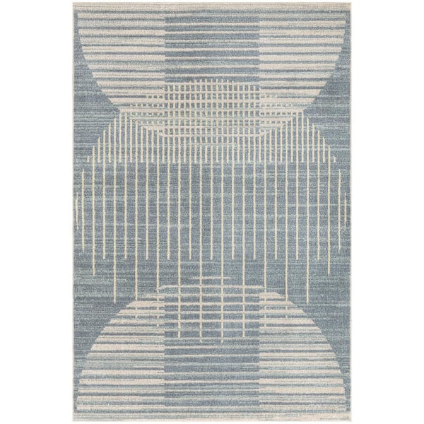 Nourison Astra Machine Washable Blue 3 ft. x 5 ft. Graphic Contemporary Area Rug