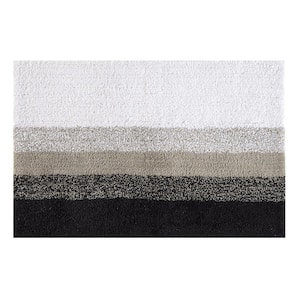 Avebury Grey 21 in. x 34 in. Stripe Cotton Bath Mat