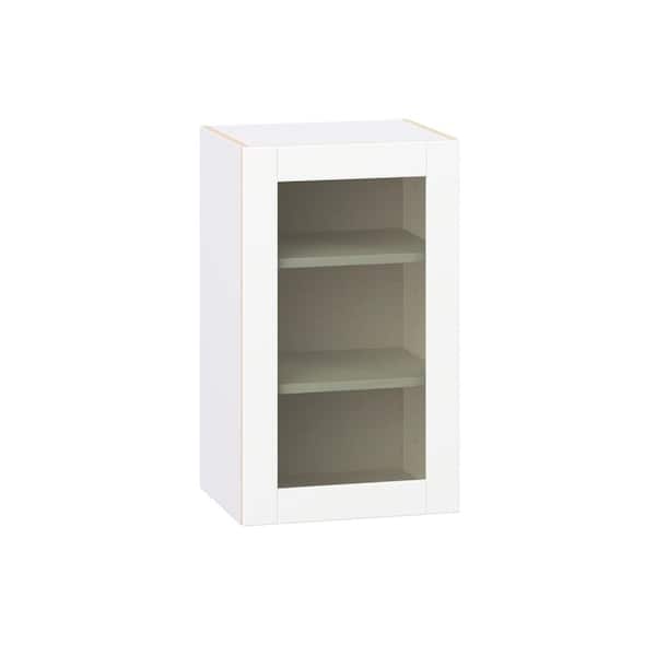 18 in. W x 14 in. D x 30 in. H Assembled Glass Door Wall Kitchen Cabinet in Bright White