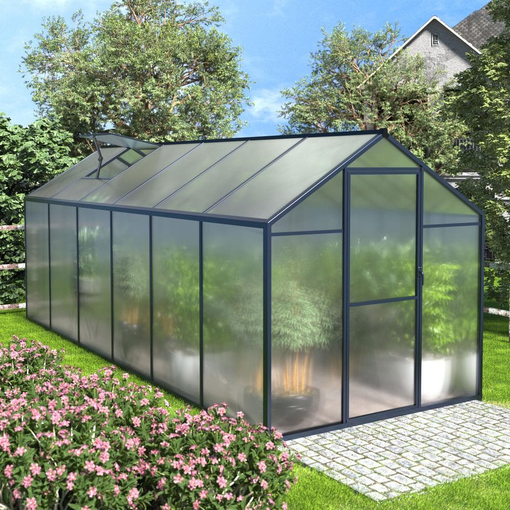 VEIKOUS 6 ft. W x 12 ft. D Polycarbonate Greenhouse For Outdoors, Green