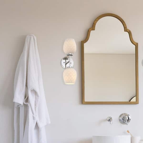 Designers Fountain Dita 5.25 in. 2-Light Polished Nickel Indoor Wall Sconce Light for Bathrooms