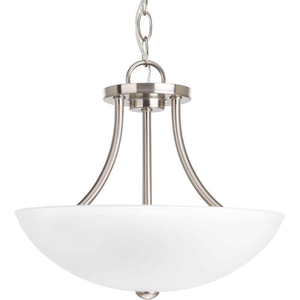 Brushed Nickel 2-Light Semi-Flush Mount with Etched Glass Shade