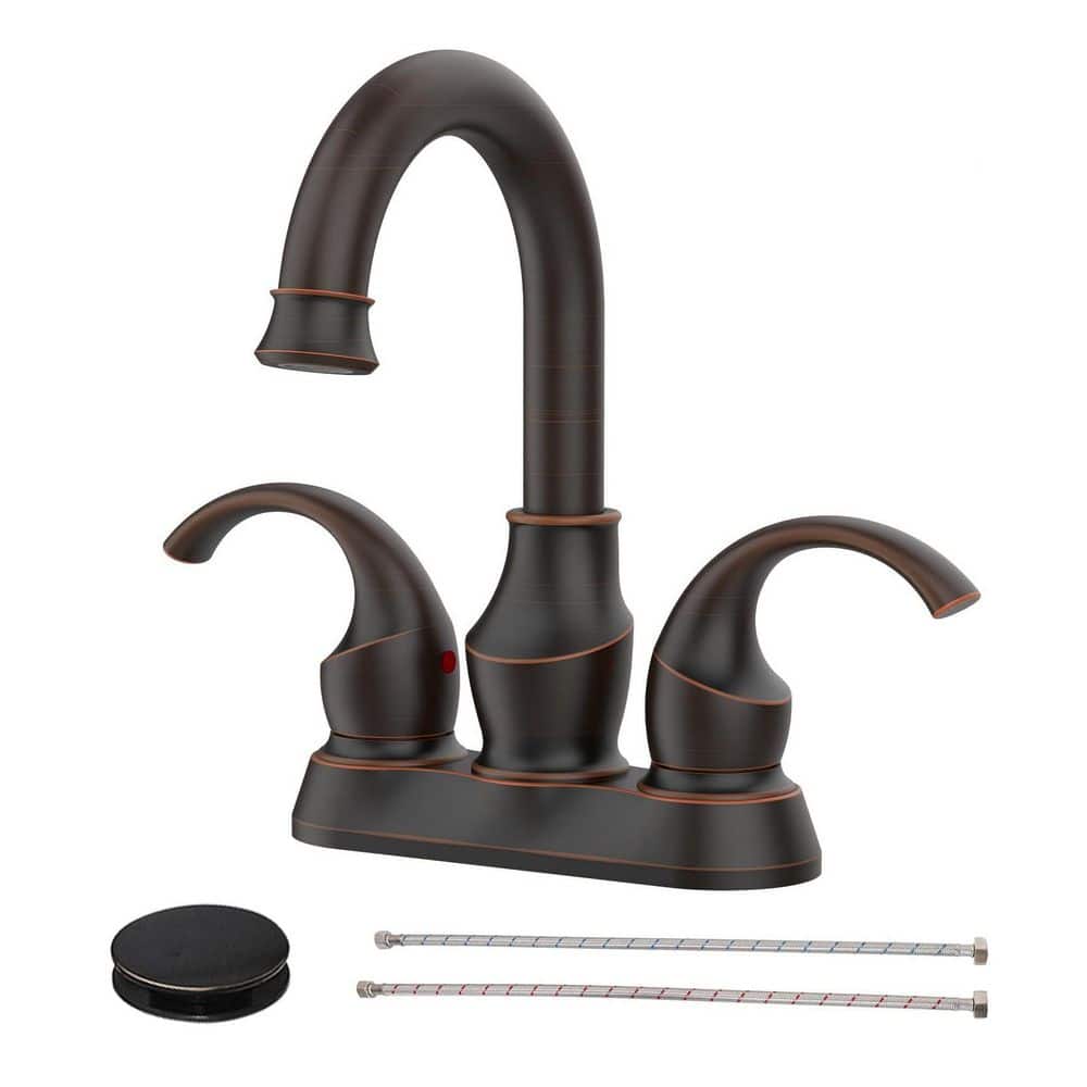 4 in. Centerset Double Handle Bathroom Faucet with Pop-up Drain Included in Oil Rubbed Bronze price history on PriceWatchPro