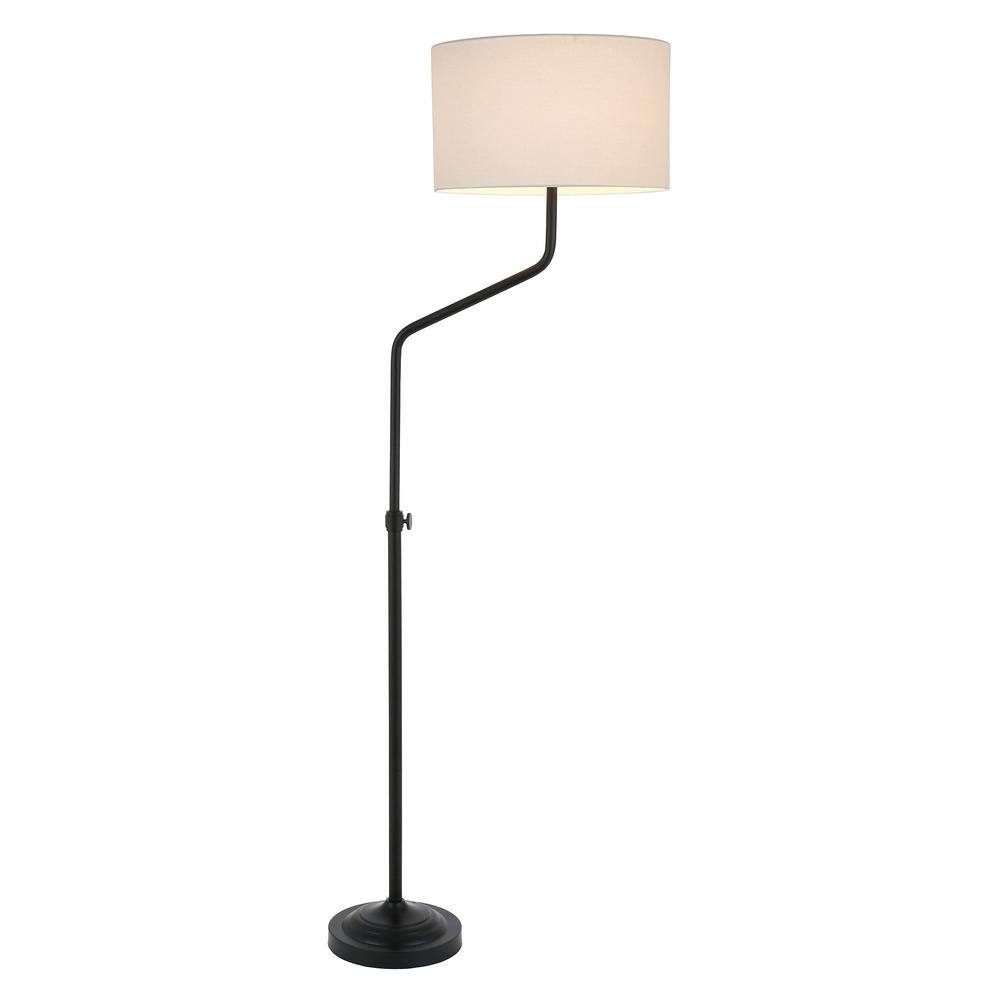 Callum Blackened Bronze Voice-Activated Floor Lamp with Chiffon Shade