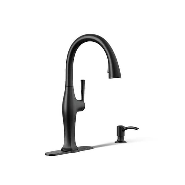 KOHLER Sundae Single-Handle Pull Down Sprayer Kitchen Faucet in Matte Black