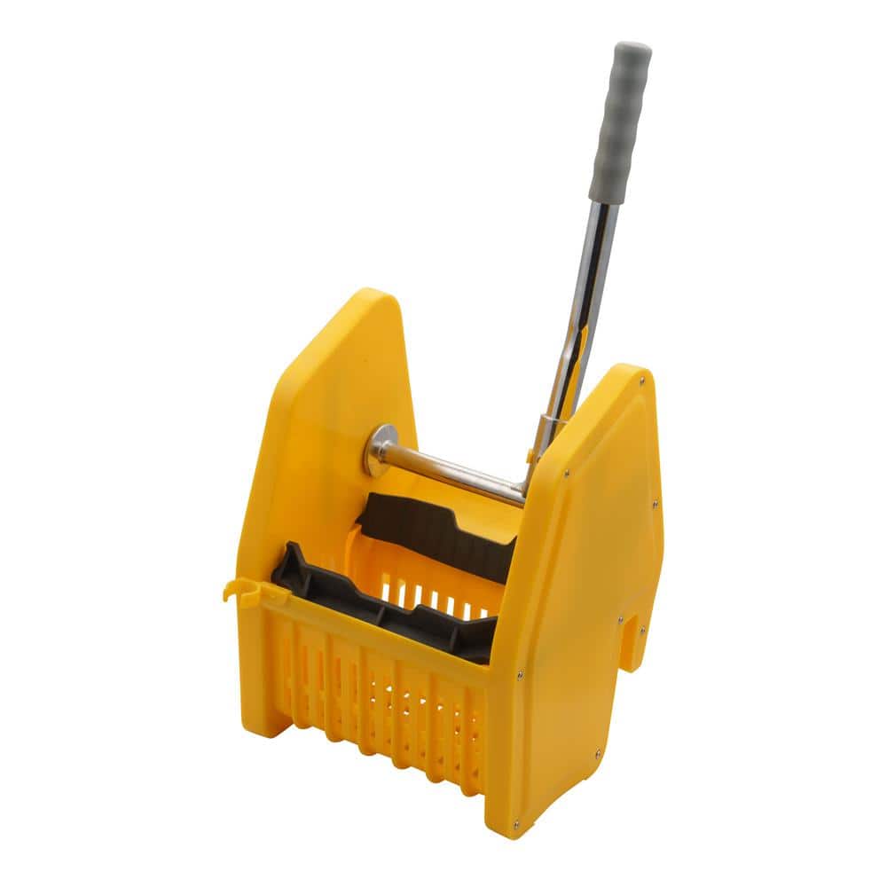 Mind Reader Mobile Heavy Duty Mop Bucket with Down Press Wringer, 22-Quart  Capacity, Yellow