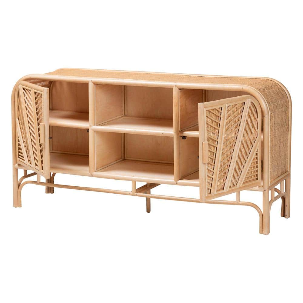 Carabella Natural Rattan Bohemian 2-Door Storage Cabinet