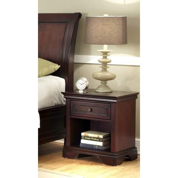 HOMESTYLES Lafayette 1 Drawer 22in. x 16 in. x 24 in. Cherry Night Stand