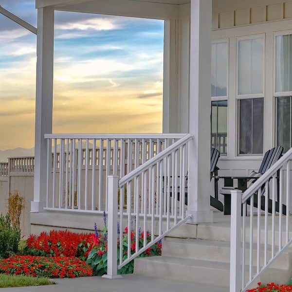 VersaRail Cambridge 8 ft. x 36 in. White Aluminum Decorative Rail Level Kit