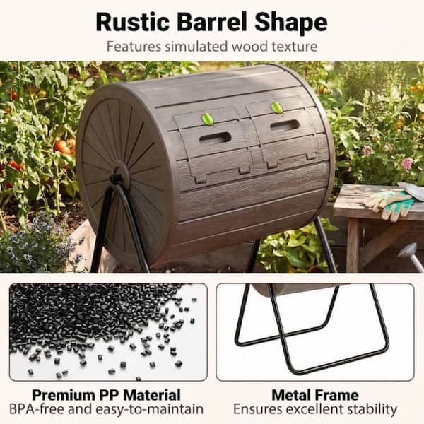 Kadehome 37.5 Gal. Dual Chamber Outdoor Tumbling Composter Bin