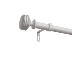 Duke 66 in. - 120 in. Adjustable Length Single Curtain Rod 1 in. Dia Kit in Distressed White with Finial