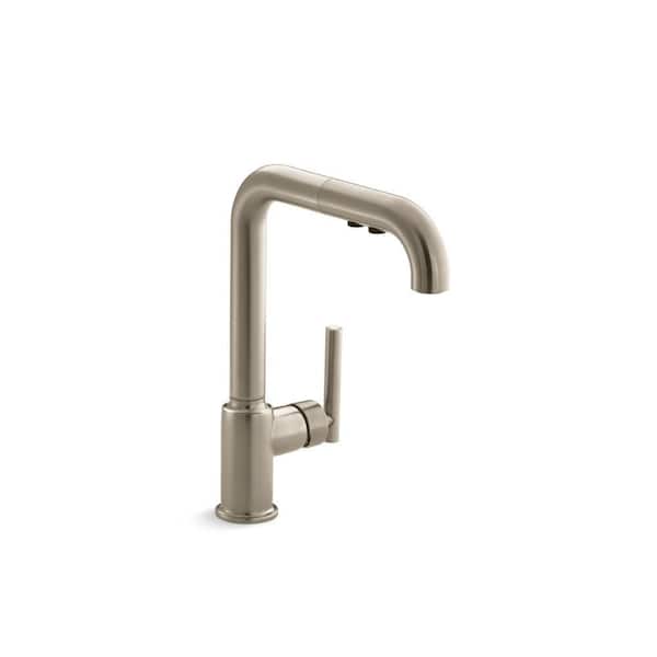 KOHLER Purist Single-Handle Pull Down Sprayer Kitchen Faucet in Vibrant Brushed Bronze