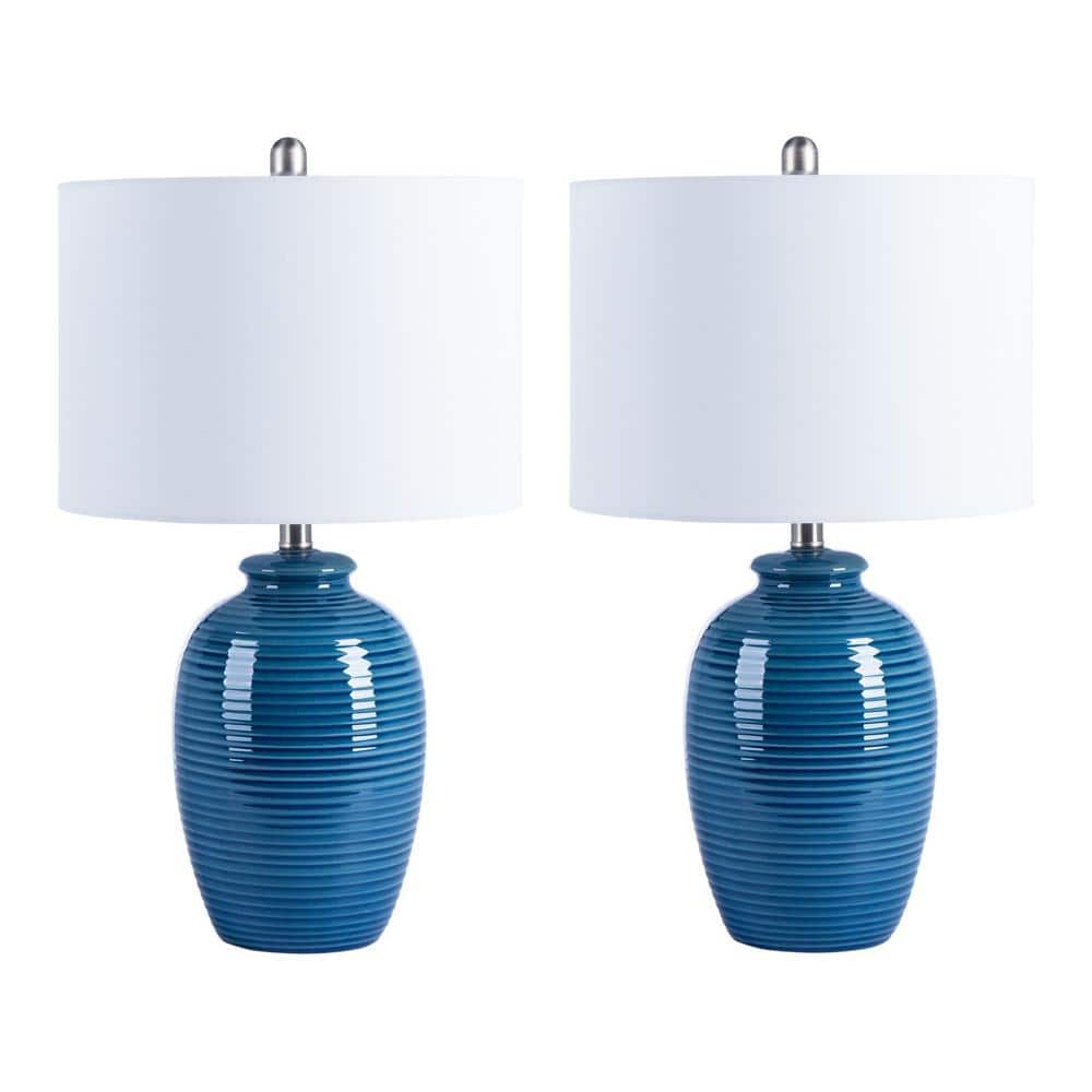 UPC 195058000116 product image for Safavieh Vanson 22. 8 in. Blue Table Lamp with Off White Shade (Set of 2) | upcitemdb.com