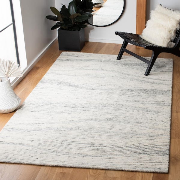 Metro 2 ft. x 4 ft. Dark Gray/Ivory Abstract Waves Area Rug