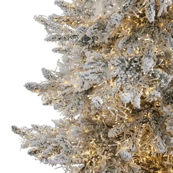 Nearly Natural 5' Flocked Grand Northern Rocky Fir Artificial Christmas Tree with 650 Warm Micro (Multifunction with Remote Control) LED Lights