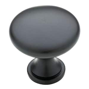 Classic Round 1-1/4 in. (32 mm) Matte Black Solid Cabinet Knob (10-Pack)