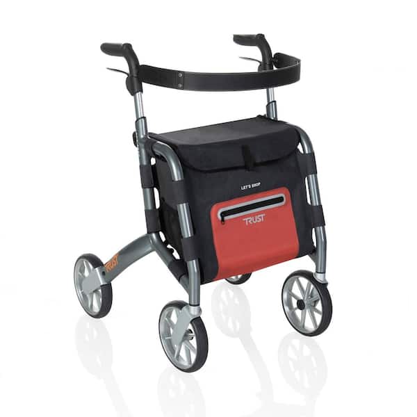Stander Trust Care Let's Shop 4-Wheel Folding Rollator with Storage Bag and Seat in Gray