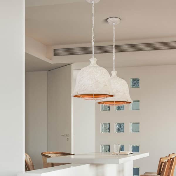 Maxax 1-Light 13.8 in. White Iron Modern Mini Dimmable Pendant Dining Kitchen Ceiling Lights Foyer Bedroom Lighting