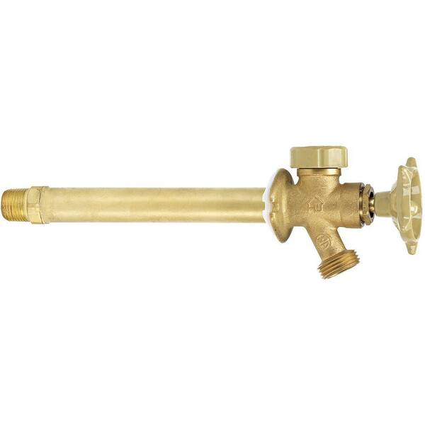 Everbilt 3/4 in. MIP and 1/2 in. FIP x 3/4 in. MHT x 12 in. Brass Anti-Siphon Frost Proof Sillcock Valve