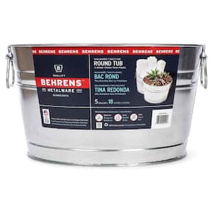 Silver 5 Gal. Round Galvanized Steel Cleaning Bucket with Handles