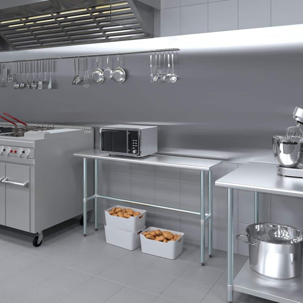 60" Stainless Steel Open Base Utility Work Table
