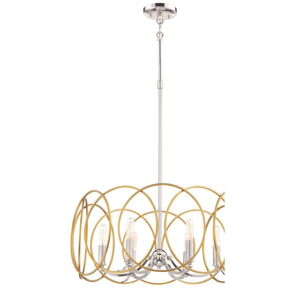 Minka Lavery Honey Gold Polished Nickel 6-Light Drum Chandelier