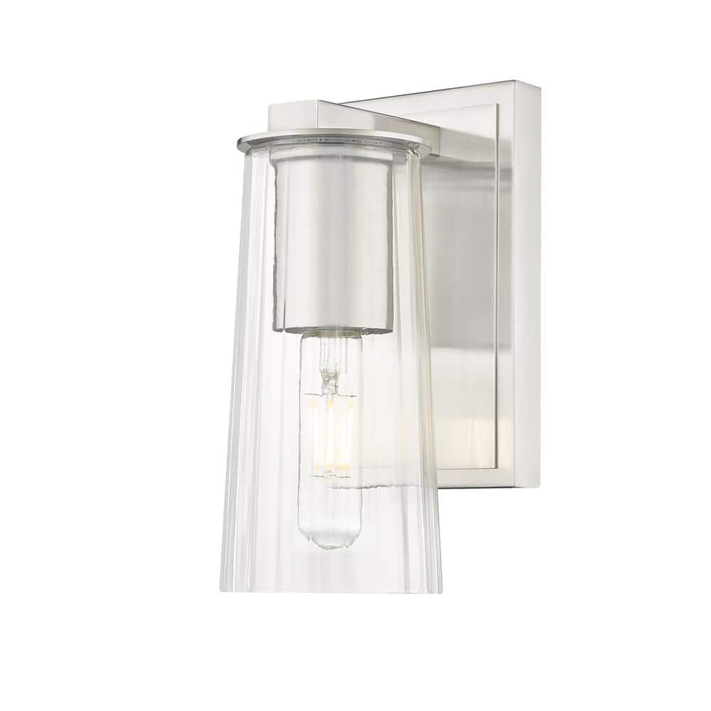 Titus 1-Light Brushed Nickel Wall Sconce with Clear Glass Shade