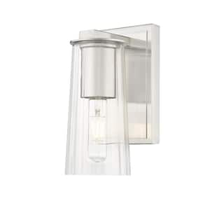 Titus 1-Light Brushed Nickel Wall Sconce with Clear Glass Shade