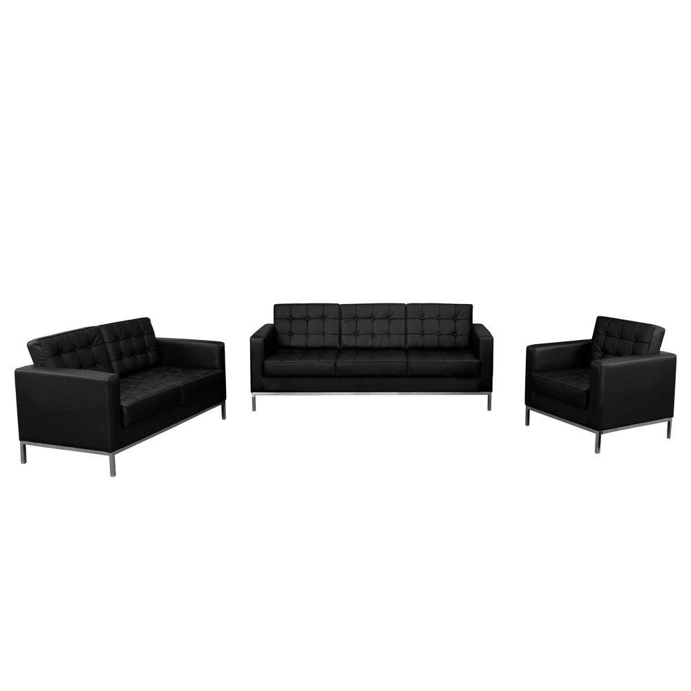 Moritz Black LeatherSoft Reception Set with Stainless Steel Frame