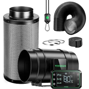 AeroZesh G8 8 in. Inline Duct Fan Kit with GrowHub E42A Controller, Black Carbon Filter and 25 ft. Ducting