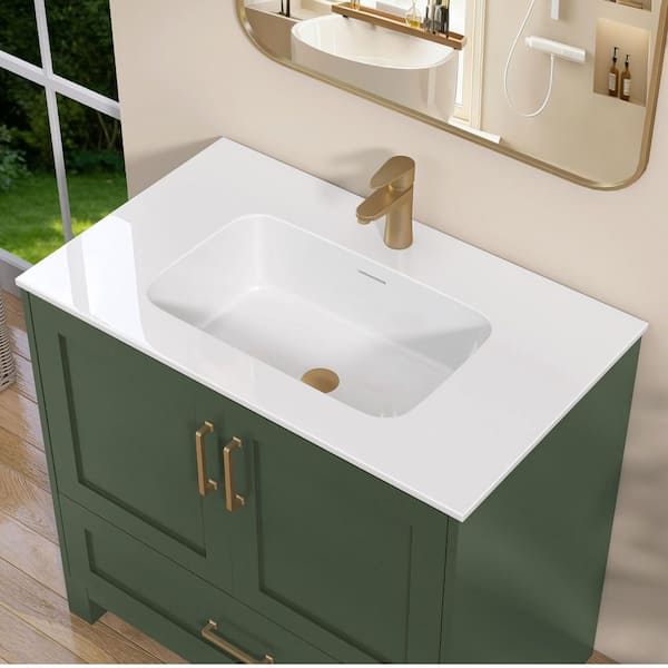 Zeafive 36 in. W x 22 in. D Solid Surface Vanity Top in Pure White