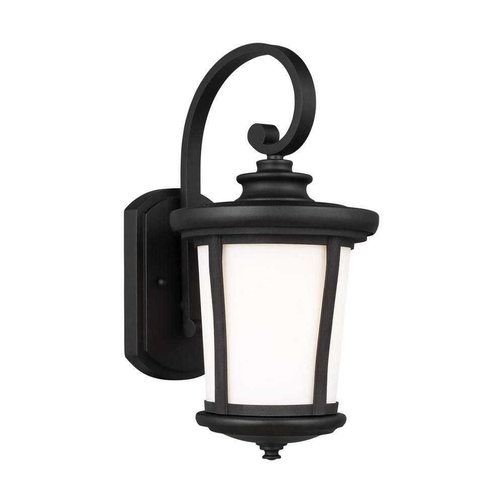 Black Dimmable Outdoor Wall Lantern with Opal Glass Shade