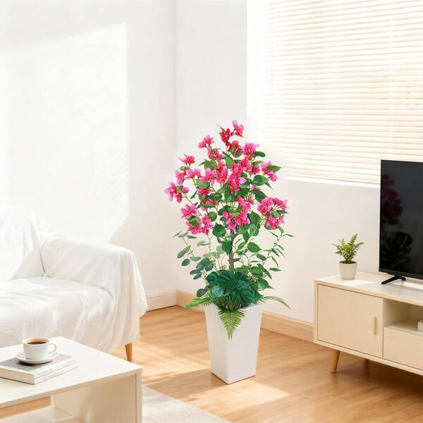 MOVECOM 4FT 2PC Artificial Bougainvillea Tree with Flowers,Faux