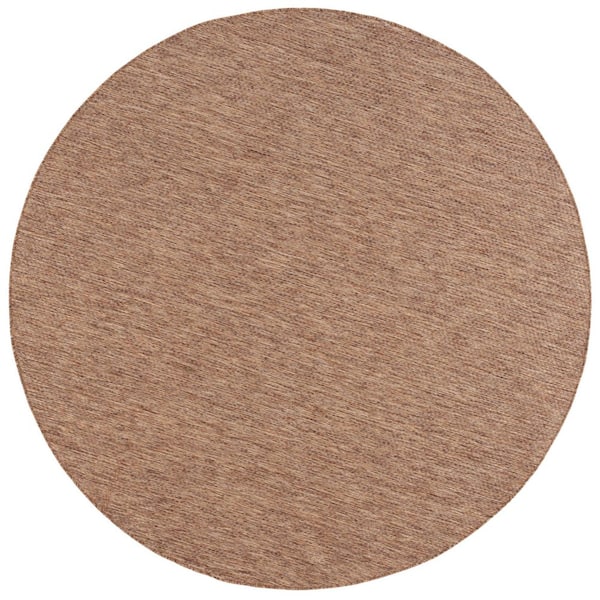 Beach House Brown 7 ft. x 7 ft. Solid Marle Indoor/Outdoor Round Area Rug