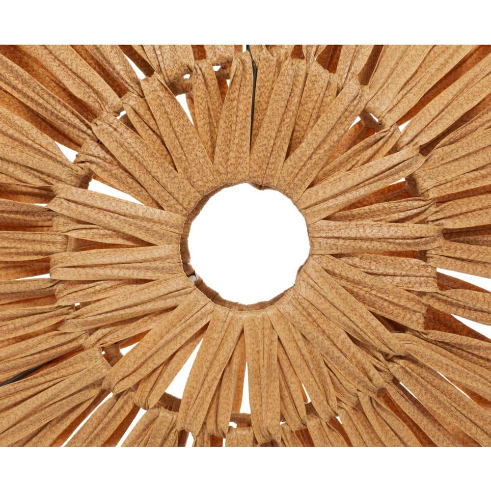 Brown Plastic Rattan Handmade Abstract Sculpture with Black Stand