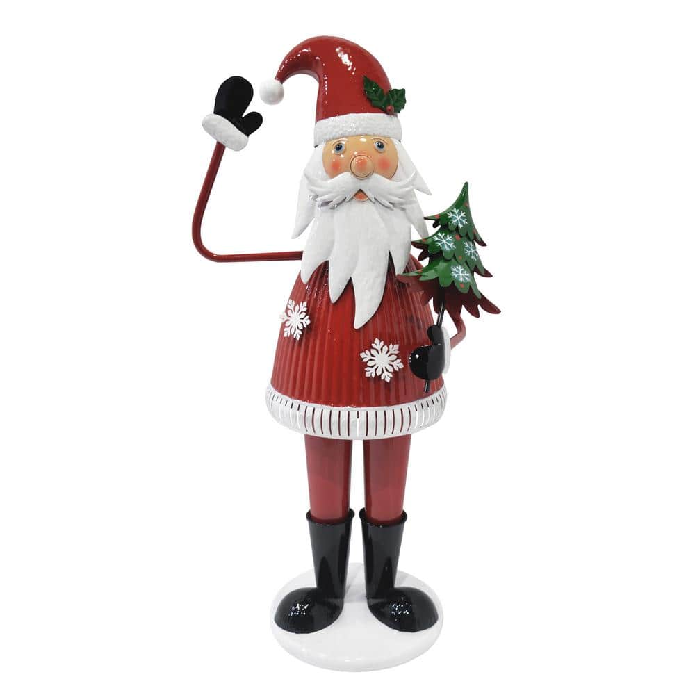 4 ft. Christmas Holiday Decor Cheerful Santa Claus Holding Tree and Waving 