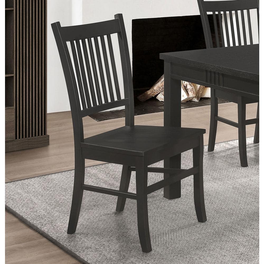 High Black Wood Slat Back Side Chair