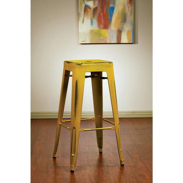 OSP Home Furnishings Bristow 30 in. Antique Yellow Bar Stool (Set of 2)
