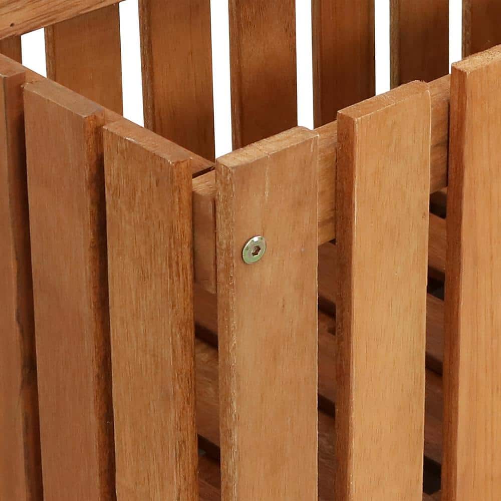 Meranti Wood Picket-Style Planter Box for Outdoor Spaces - 24" Brown