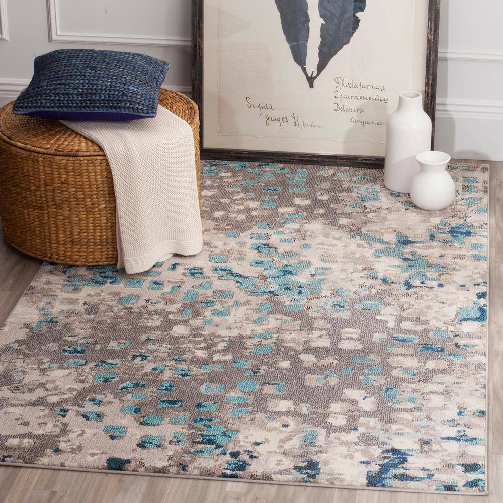 Monaco Square Grey Synthetic 3' x 3' Easy-Care Area Rug